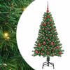 vidaXL K&uuml;nstlicher Weihnachtsbaum mit Beleuchtung & Kugeln Wei&szlig; 210 cm