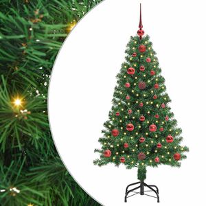 vidaXL K&uuml;nstlicher Weihnachtsbaum mit Beleuchtung & Kugeln Gr&uuml;n 210 cm