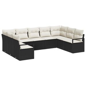 vidaXL Gartensofa-set mit Kissen 9 pcs Schwarz und Wei&szlig; Poly-Rattan