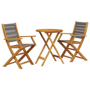 vidaXL 3-tlg. Bistro-Set Grau Polypropylen und Massivholz