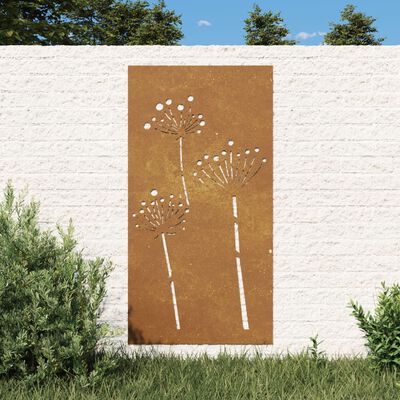 vidaXL Garten-Wanddeko 105x55 cm Cortenstahl Blumen-Design
