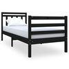 vidaXL Massivholzbett Schwarz 75x190 cm