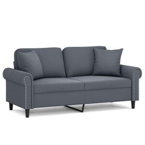 vidaXL 2-Sitzer-Sofa mit Zierkissen Dunkelgrau 140 cm Samt