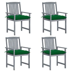 vidaXL Gartenst&uuml;hle mit Kissen 4 Stk. Grau Massivholz Akazie