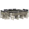 vidaXL 11-tlg. Garten-Essgruppe mit Kissen Hellgrau Poly Rattan