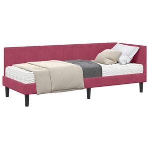 vidaXL Eckbettgestell mit Matratze 2 stk. Weinrot 80 x 200 cm Samt