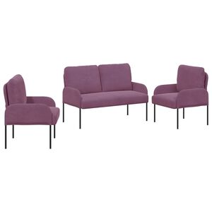 vidaXL Sofagarnituren 3 stk. Lila 115 x 56 x 80 cm Samt