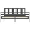 vidaXL Massivholzbett mit Kopfteil Grau 200x200 cm