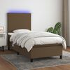 vidaXL Boxspringbett mit Matratze & LED Dunkelbraun 100x200 cm Stoff