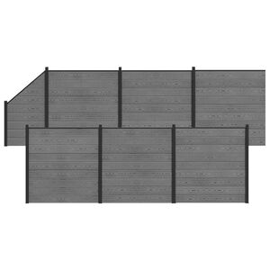 vidaXL zaunset 1138 x 186 cm WPC und Aluminium Grau