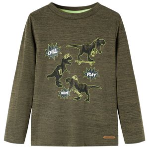 Kinder-Langarmshirt Dunkles Khaki Melange 92