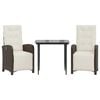 vidaXL 3-tlg. Bistro-Set mit Kissen Braun Poly Rattan