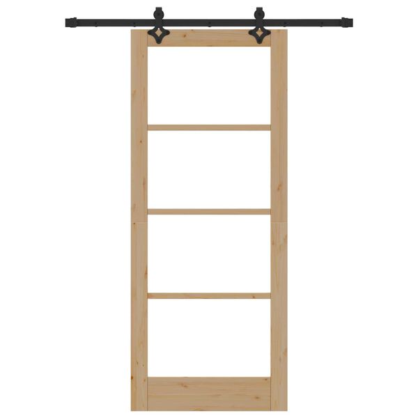 vidaXL Schiebet&uuml;r Natur 83 x 202 cm Massivholz Kiefer und Glas