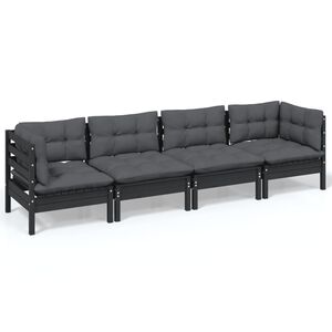 vidaXL 4-tlg. Garten-Lounge-Set mit Kissen Massivholz Kiefer
