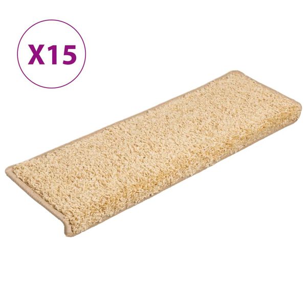 vidaXL Stufenmatten 15 Stk. 65x21x4 cm Creme Rechteckiger Rand