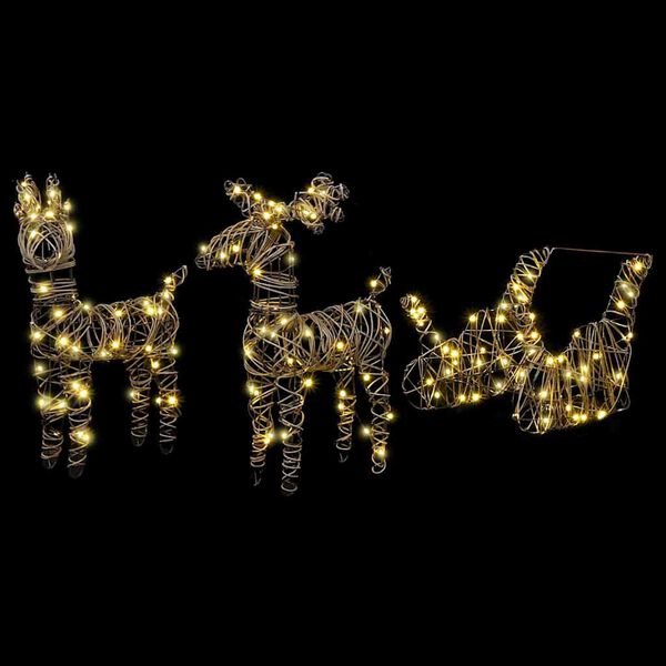 vidaXL Rentier Zieh Schlitten Warmes Wei&szlig; 53 x 28 x 33 cm Rattan