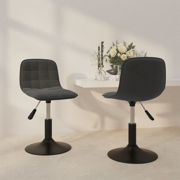 vidaXL Esszimmerst&uuml;hle 2 Stk. Drehbar Dunkelgrau Samt