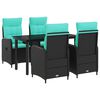 vidaXL Garten Essgruppe 5 stk. Schwarz und T&uuml;rkis Poly-Rattan