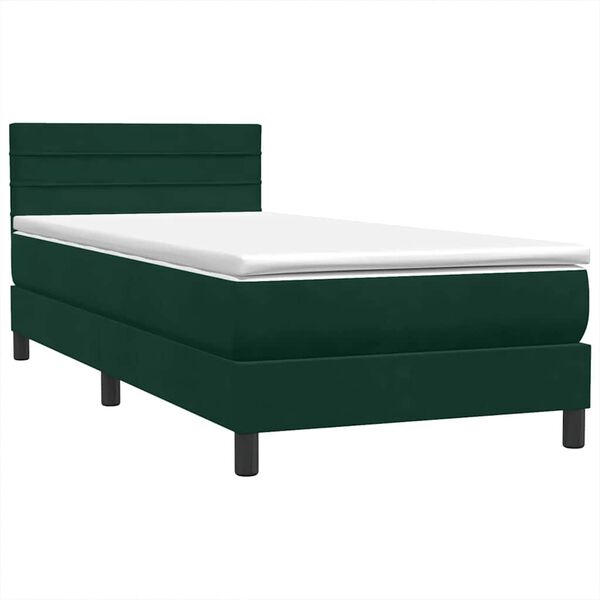 vidaXL Boxspringbett mit Matratze Dunkelgr&uuml;n 90x220 cm Samt