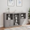 vidaXL Sideboard mit LED-Leuchten Grau Sonoma 181,5x37x100 cm