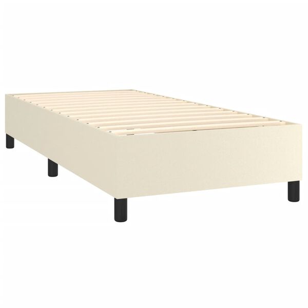 vidaXL Boxspringbett mit Matratze Creme 90x200 cm Kunstleder