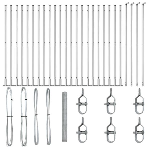 vidaXL Zaunpfosten Silber 50 x 1,6 m (25 mm Maschenweite) Stahl