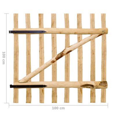 vidaXL Zauntor Einflügelig Haselnussholz 100×100 cm