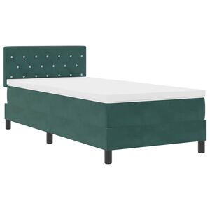 vidaXL LED Boxspringbett mit Matratze Dunkelgr&uuml;n 90 x 190 cm Samt