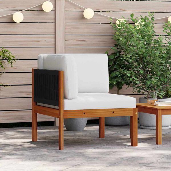 vidaXL Garten-Ecksofa mit Kissen Holz Akazie & Seil