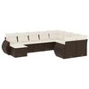 vidaXL 10-tlg. Garten-Sofagarnitur mit Kissen Braun Poly Rattan