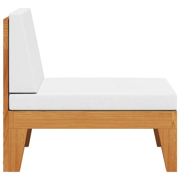 vidaXL Modular-Mittelsofa mit Cremeweißen Kissen Akazie Massivholz