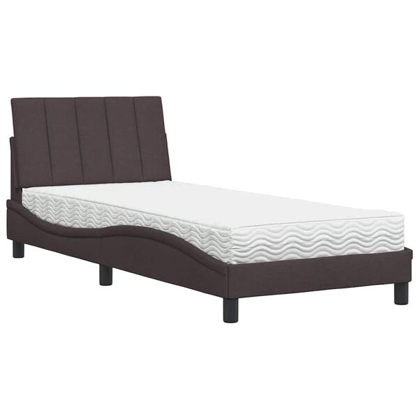 vidaXL Bett mit Matratze "Hanko" Dunkelbraun 90x190 cm Stoff