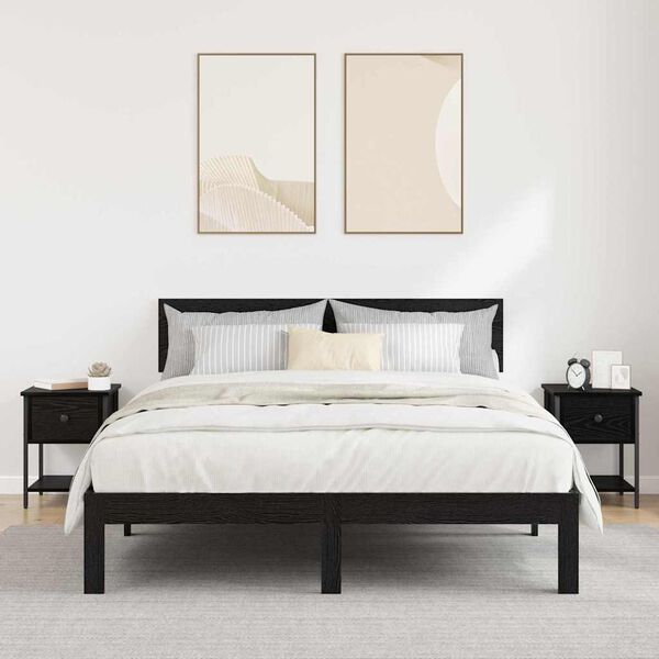 vidaXL Nachttisch 2 pcs Schwarz Eichen-Optik 34 x 35,5 x 45 cm