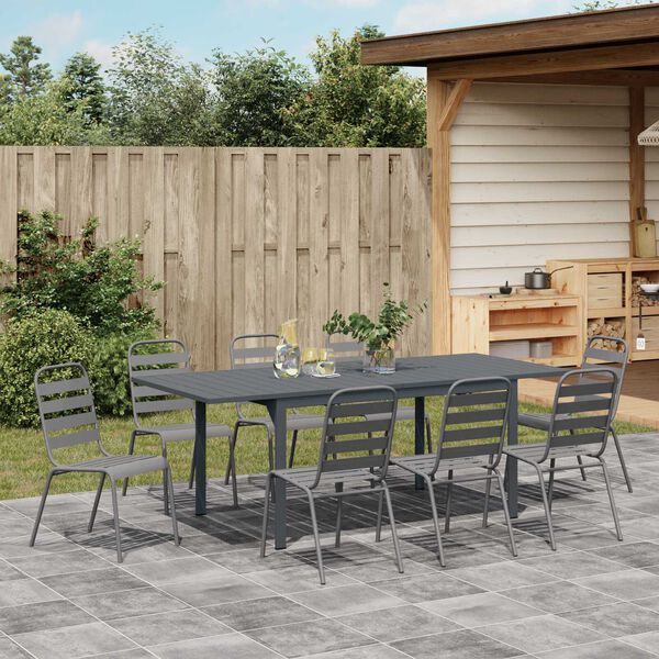 vidaXL Garten Essgruppe 9 pcs Anthrazit Stahl