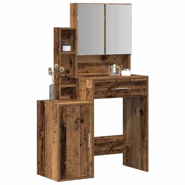 vidaXL Schminktisch mit Regal Altholz 80 x 35 x 132 cm Holzwerkstoff
