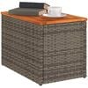 vidaXL Garten-Beistelltische 2 Stk. Grau 55x34x37cm Poly Rattan Holz
