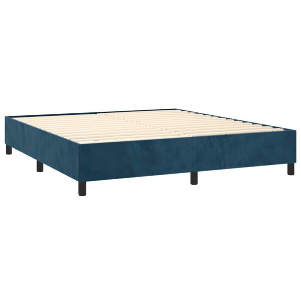 vidaXL Boxspringbett mit Matratze Dunkelblau 200x200 cm Samt