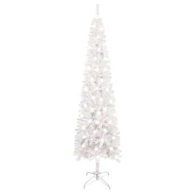 vidaXL Weihnachtsbaum Schlank mit LEDs Weiß 150 cm