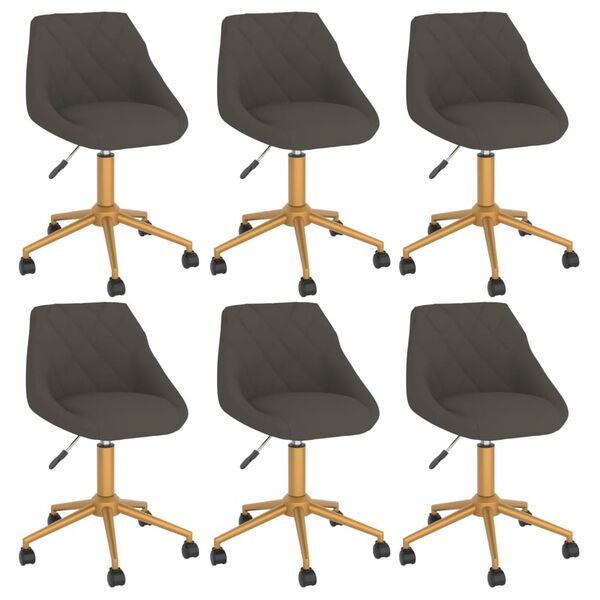 vidaXL Esszimmerst&uuml;hle 6 Stk. Drehbar Dunkelgrau Samt