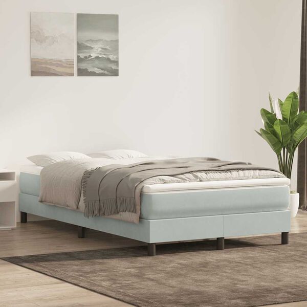 vidaXL Boxspringbett ohne Matratze Hellgrau 120x220 cm Samt