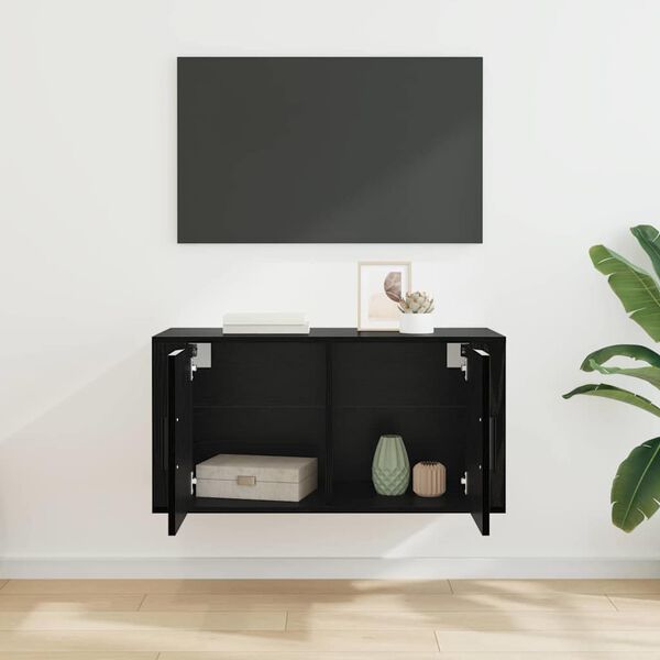 vidaXL Wandmontiertes TV-Regal Schwarz Eichen-Optik 80 x 34,5 x 40 cm