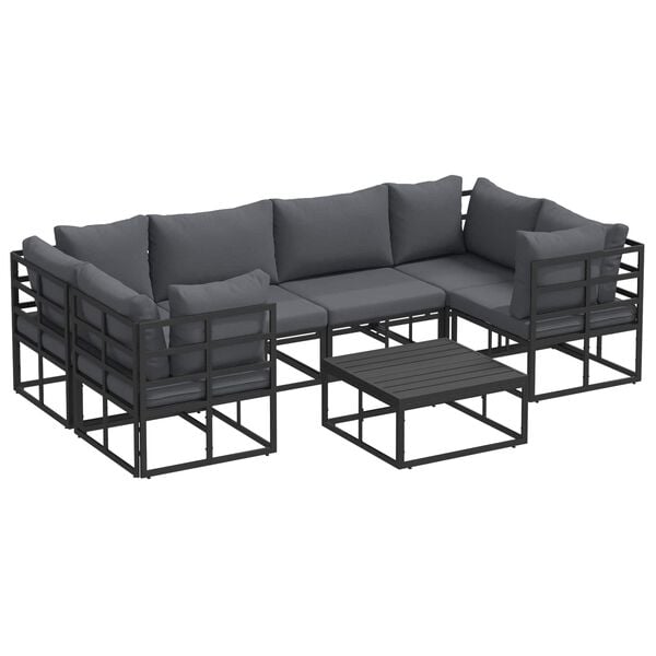 vidaXL Gartensofa-set mit Kissen 7 pcs Schwarz Aluminium
