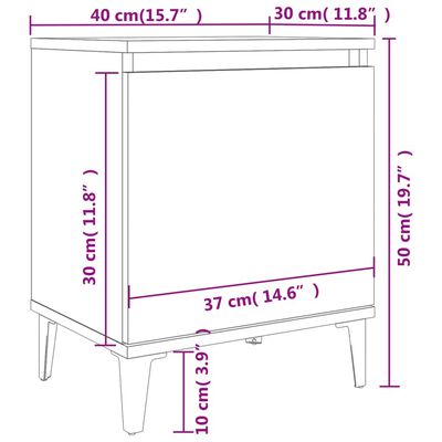 vidaXL Nachttisch mit Metallbeinen Grau Sonoma-Eiche 40x30x50 cm