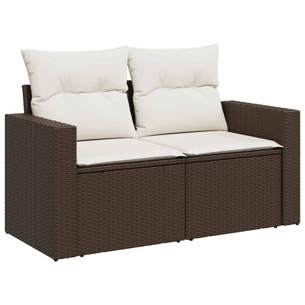 vidaXL 5-tlg. Garten-Sofagarnitur mit Kissen Braun Poly Rattan