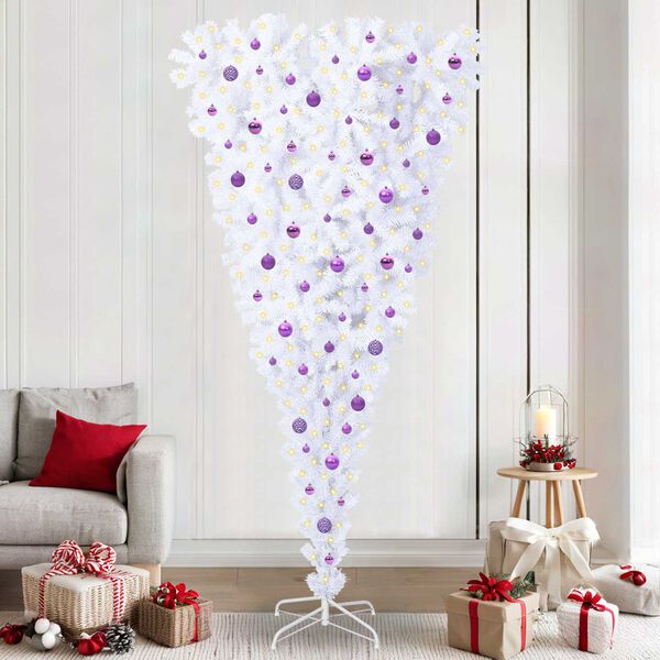 vidaXL K&uuml;nstlicher Weihnachtsbaum Wei&szlig; 240 cm PVC und Stahl