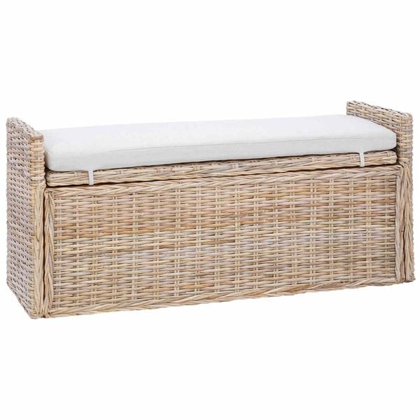 vidaXL Sitzbank mit Stauraum mit Kissen Natur 110 x 40 x 50 cm Rattan
