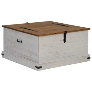 vidaXL Truhe HALDEN Wei&szlig; 91x91x47 cm Massivholz Kiefer