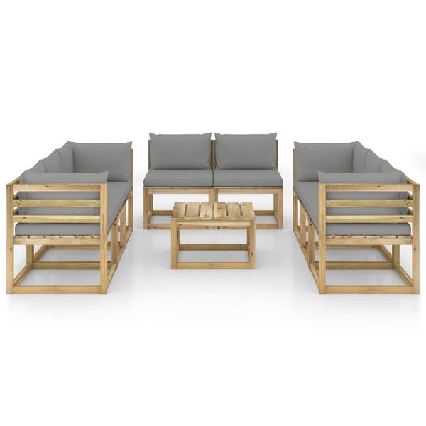 vidaXL 9-tlg. Garten-Lounge-Set mit Kissen Impr&auml;gniertes Kiefernholz
