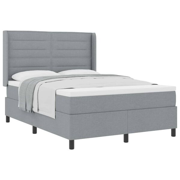 vidaXL Boxspringbett mit Matratze Hellgrau 140 x 190 cm Stoff