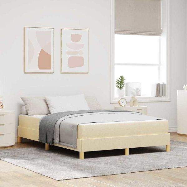 vidaXL Boxspringbett mit Matratze Creme 140 x 190 cm Stoff